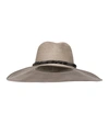 Brunello Cucinelli Woven Floppy Hat W/ Leather And Monili Banding In Neutrals