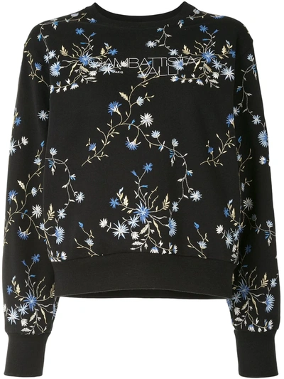 Giambattista Valli Floral-embroidered Sweatshirt In Black