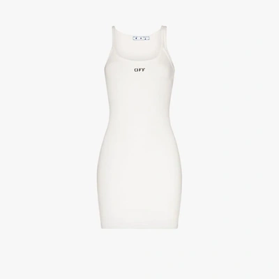 Off-white - Asymmetric Shoulder Logo Mini Dress In White