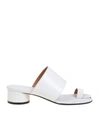 MAISON MARGIELA TABI SLIPPERS IN WHITE LEATHER,S58WP0234PS679 T1003