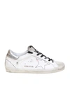 GOLDEN GOOSE SUPER STAR SNEAKERS IN WHITE LEATHER,11688593