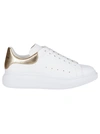 ALEXANDER MCQUEEN WHITE AND GOLD-TONE LEATHER OVERSIZED SNEAKERS,11688345