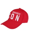 DSQUARED2 RED COTTON BASEBALL CAP,11688267