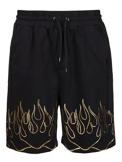 Ihs Flame Print Cotton Sweat Shorts In Black