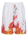IHS WHITE AND RED COTTON SHORTS,BF01S-100