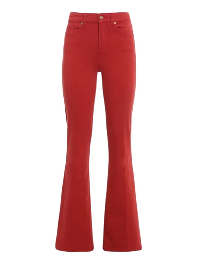 7 For All Mankind Lisha Slim Illusion Flame Jeans In Red