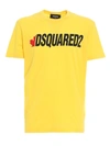 DSQUARED2 LOGO PRINT JERSEY T-SHIRT IN YELLOW