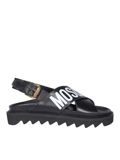 Moschino Sling Back Sandals In Black