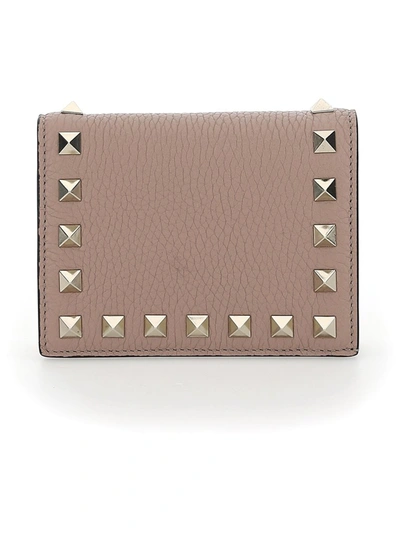 Valentino Garavani Rockstud Small Compact Wallet In Pink