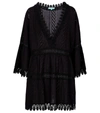 Melissa Odabash Victoria Lace-trimmed Broderie Anglaise Cotton Mini Dress In Black