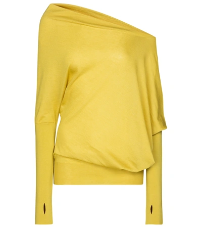 Tom Ford One-shoulder Cashmere And Silk-blend Sweater In Yellow