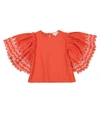 Stella Mccartney Scalloped Bell Sleeves Blouse In Red