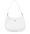 Prada Cleo Brushed Leather Shoulder Bag In White