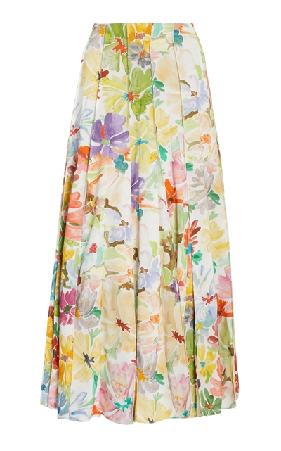 Rosie Assoulin Women's Million Pleats Floral Maxi Skirt