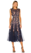 Bronx And Banco Women's Saba Embroidered Mesh Midi-dress In Navy