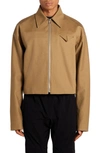 Bottega Veneta Crop Cotton Twill Jacket In Brown | ModeSens