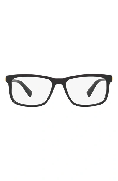 Versace 55mm Rectangular Optical Glasses In Black