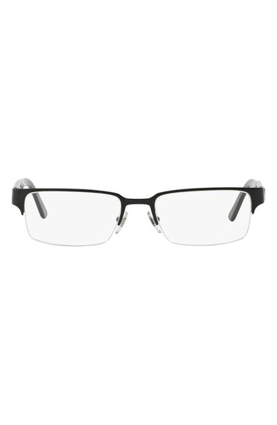 Versace 53mm Rectangle Optical Glasses In Matte Black