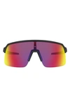 Oakley Sutro Lite 139mm Prizm™ Polarized Semi Rimless Wrap Shield Sunglasses In Matte Black/ Prizm Road