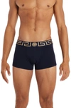 Versace Topeka Cotton Low Rise Logo Trunks In Navy