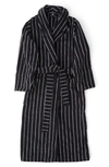 Tekla Belted Striped Organic Cotton-terry Robe In Black Stripes