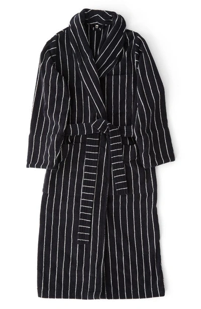 Tekla Black Bathrobe With White Stripes
