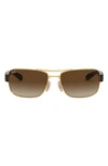 Ray Ban 61mm Gradient Square Sunglasses In Arista/ Brown Gradient