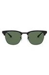 Ray Ban 51mm Polarized Square Sunglasses In Black/green Polarized Solid