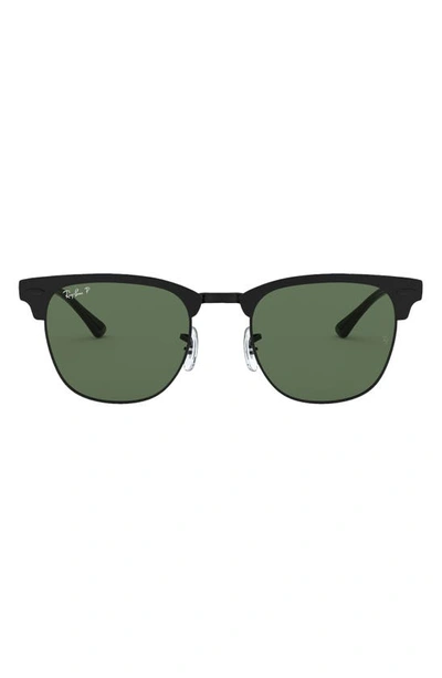 Ray Ban 51mm Polarized Square Sunglasses In Black/green Polarized Solid