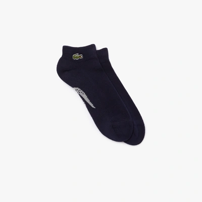 Lacoste Men's Sport Printed Crocodile Low-cut Cotton Socks In Blue