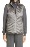 Lafayette 148 Petite Satin Tech Reversible Bellamy Vest In Rock