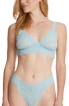 Hanky Panky + Net Sustain Signature Stretch-lace Soft-cup Triangle Bralette In Rain Cloud Blue