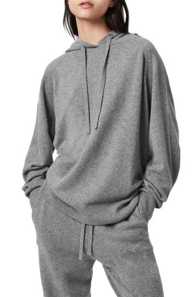 Allsaints Olly Recycled Cashmere-blend Hoody In Gray Marl