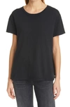 Nili Lotan Silk Short Sleeve T-shirt In Washed Black