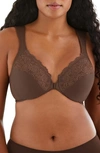 Glamorise Women's Full Figure Plus Size Wonderwire Front Close Bra 1245 In Mocha