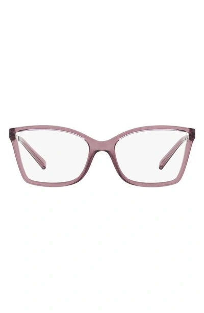 Michael Kors 54mm Rectangular Optical Glasses In Burgundy Crystal