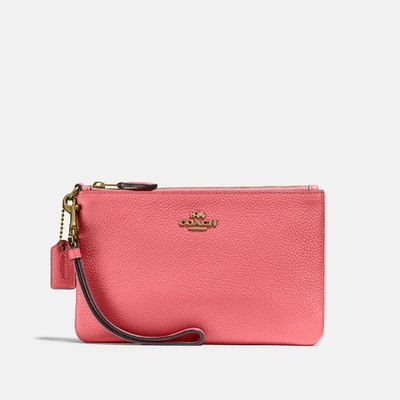 Coach Small Wristlet In Color<lsn_delimiter>brass/taffy