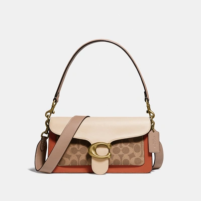 Coach Tabby Shoulder Bag 26 With Signature Canvas In Brass/tan Ivory