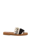 CHLOÉ WOODY BICOLOR SANDALS WITH LOGO