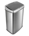 Nine Stars Group Usa Inc Nine Stars 13.2 Gallon Stainless Steel Sensor Trash Can With Gun Metal Trim In Silver