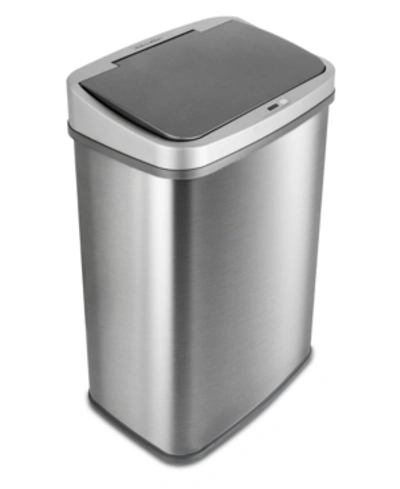 Nine Stars Group Usa Inc Nine Stars 13.2 Gallon Stainless Steel Sensor Trash Can With Gun Metal Trim In Silver