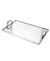 CLASSIC TOUCH SMALL RECTANGULAR MIRRORED TRAY WITH CHROME EDGING AND HANDLES