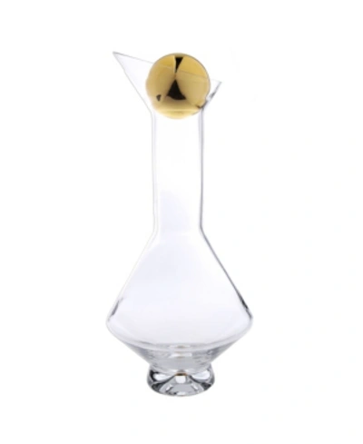 Classic Touch Glass Diamond Shaped Decanter With Gold Tone Reflection And Lid In Clear