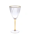 CLASSIC TOUCH SET OF 6 STRAIGHT LINE TEXTURED WINE GLASSES WITH VIVID GOLD TONE STEM AND RIM