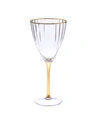 Classic Touch Set Of 6 Straight Line Textured Wine Glasses With Vivid Gold Tone Stem And Rim In Clear