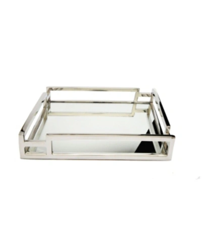 Classic Touch Square Mirror Tray With Layered Loop Design In Silver
