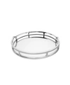Classic Touch Round Mirror Tray With Modern Loop Design In Silver