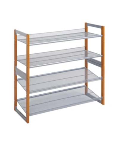 Neu Home Wooden Stackable Shoe Rack In Silver-tone