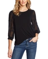 Cece Voluminous Lace Sleeve Top In Rich Black