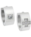 SUTTON BY RHONA SUTTON SUTTON STAINLESS STEEL AND CUBIC ZIRCONIA HUGGIE EARRING SET